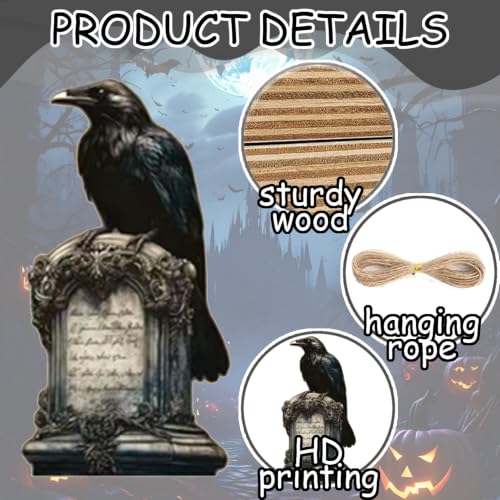 Halloween Tree Ornaments Set - Wooden Horror Decorations for Christmas & Party