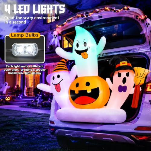 Inflatable Ghost Car Decoration Kit for Halloween Trunk or Treat Outdoor Display