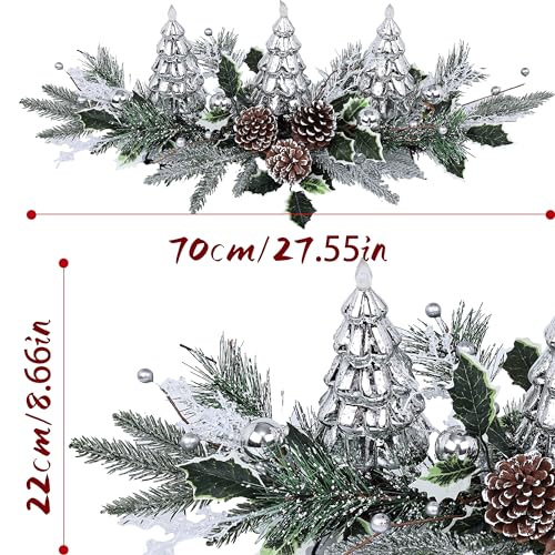 Silver Christmas Tree & Pine Cone Table Centerpiece with LED Lights - Holiday Decor