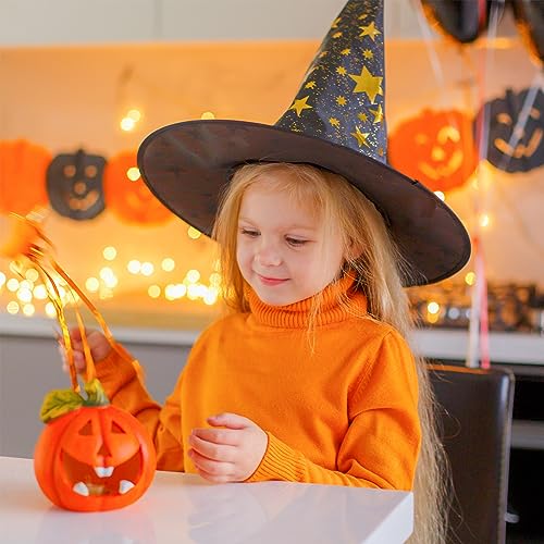 Kids Witch Hat Halloween Costume Accessory - Black & Purple, One Size