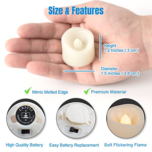 Long Lasting LED Flameless Tea Lights 1.2 Inch Bulk Battery Operated Candles - Warm White