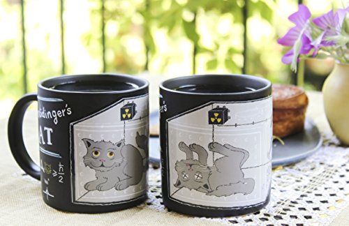 Heat Changing Mug Set - Schrödinger's Cat Thought Experiment Coffee Tea Cups