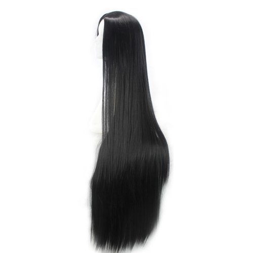 47'' 120cm Long Straight Black Wigs for Women Middle Part Synthetic Straight Black Wig Natural Heat Resistant Black Hair Wig No Bangs for Halloween Costumes Cosplay Party Daily Use