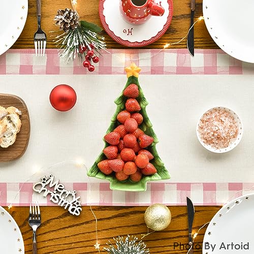 Buffalo Plaid Xmas Table Runner 13x72 Inch Home Party Decor - Pink & Multi Color Variation