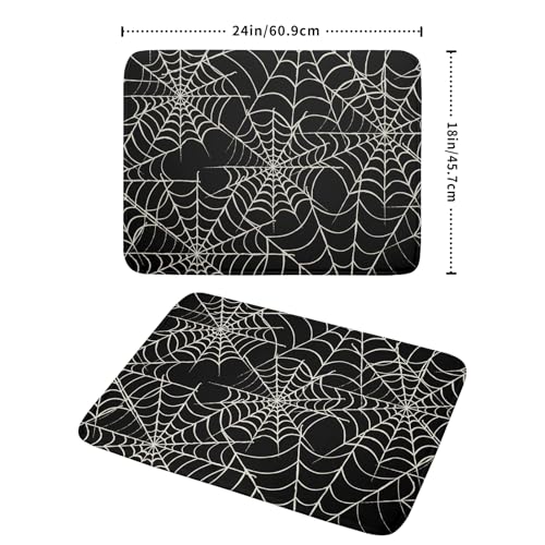 Halloween Dish Drying Mat 18x24 Inch Spider Web Black Kitchen Counter Protector Reversible Absorbent Microfiber