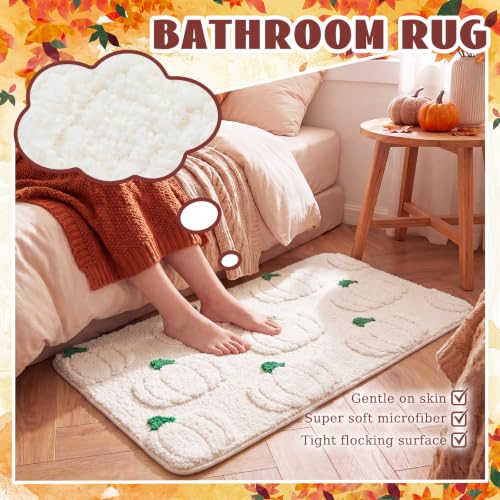 Pumpkin 3D Bathroom Rug 19.7 x 31.5 Inch Fall Tufted Bath Mat - Autumn Decor