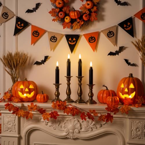 Black 6-Inch Flameless Taper Candles with Remote & Timer - Real Wax