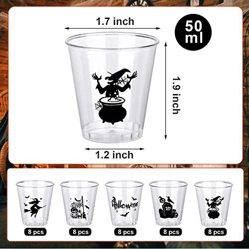 40 Pack Halloween Plastic Shot Cups Whiskey Party Favors 1.69 oz