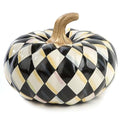 Small Decorative Pumpkin with Harlequin Pattern - Fall & Halloween Home Decor - Courtly Harlequin Squashed