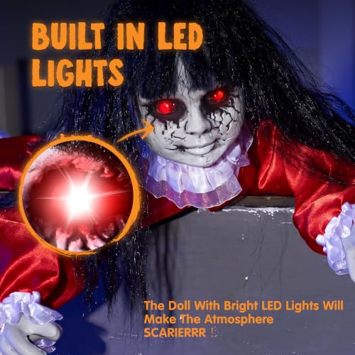 Creepy Halloween Crawling Doll Animatronic - Outdoor Groundbreaker Prop with Lights & Sounds