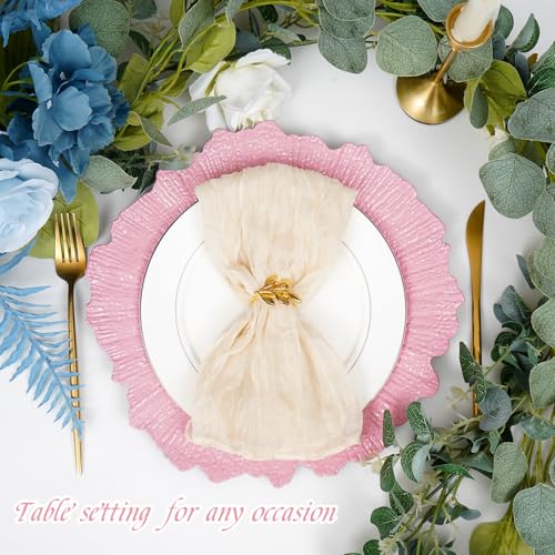 Pink Plastic Charger Plates Set of 24 - 13 Inch Reef Design for Weddings & Events - Variation of THIS Listing