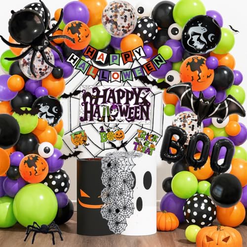 Halloween Party Decorations Kit with Balloons, Web, Spider, Banners & Backdrop