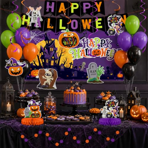 Halloween Party Decorations Kit with Banner, Balloons & Confetti - Halloween