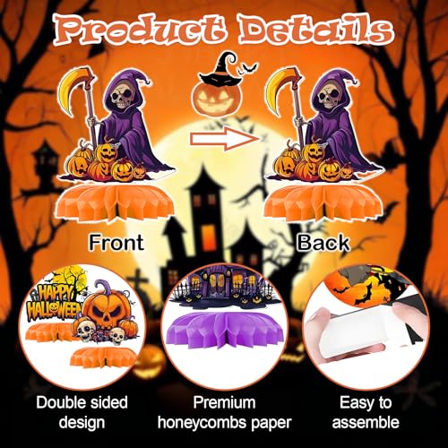 Halloween Honeycomb Centerpieces 9-Pack - Spooky Party Decor, Festive Table Decorations