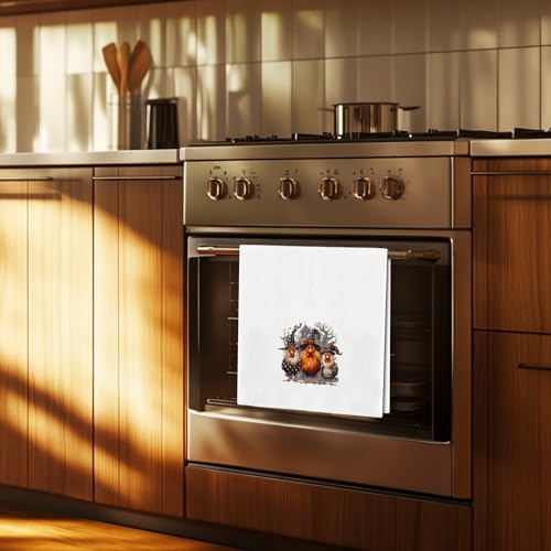Rooster Halloween Kitchen Towels - Chicken Rooster Decor, White, 16x24 Inch