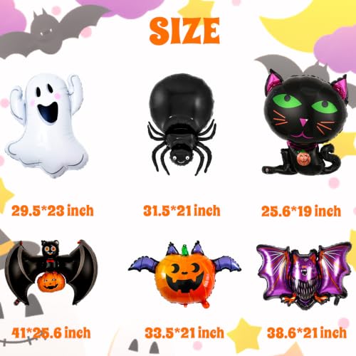 Halloween Balloons Set with Spider Ghost Pumpkin Bat and Cat Decorations