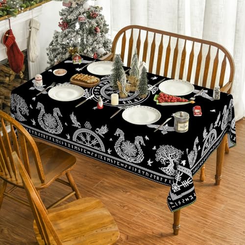 Horaldaily Tarot Altar Tablecloth Black 60x84 Inch Rectangular Home Decor