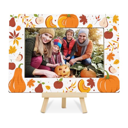 Thanksgiving Pumpkin Wooden Picture Frame 4x6 - Fall Decor with Variation Thanksgiving 1