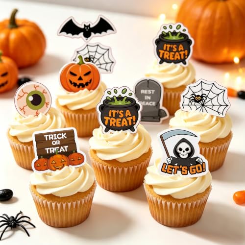 Edible Halloween Cake Toppers - Vibrant Wafer Paper Decorations, 72 Pieces