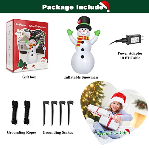7 Ft Christmas Inflatable Snowman with LED Lights Outdoor Yard Decor - Weatherproof Holiday Garden & Lawn Display - Variation: Snowman