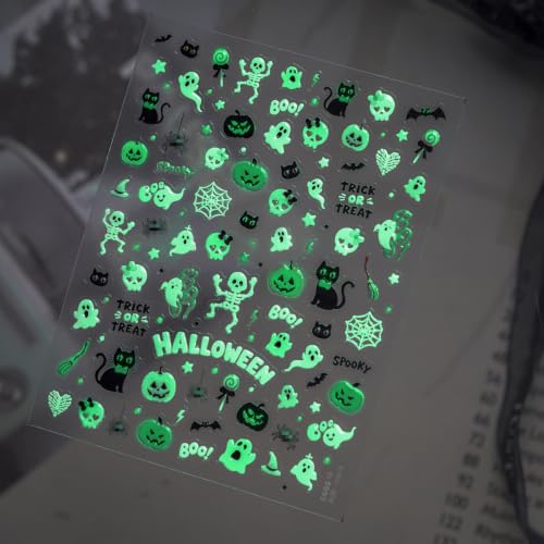 Halloween Nail Stickers Decals Pastel Ghost Skeleton Pumpkin - Mh49 / 1