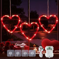Valentine's Day Heart Window Lights - Red 30 LED Battery & USB Powered, Timer
