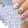 Halloween Ghost & Pumpkin Nail Stickers Set - Self-Adhesive 4 Sheets, 5D Embossed Nail Art Decals, Ghost Pumpkin Variation