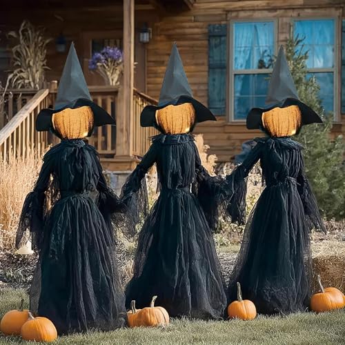 Lighted 5FT Halloween Witches Stakes Outdoor Decor - 3 Pack Spooky Yard Props