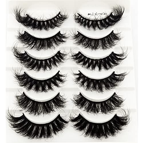 False Eyelashes 6 Pairs Cat-Eye Fluffy Faux Mink Lashes 8D Wispy Style Mix-02