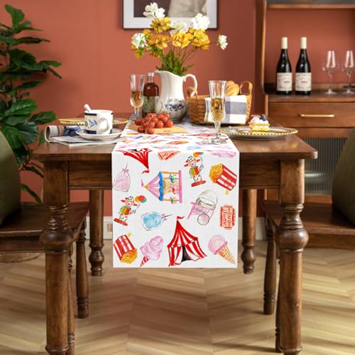 Circus Carnival Party Table Runner - Festival Dining Decor for Halloween & Events