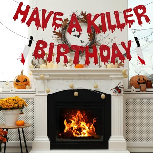 Bloody Zombie Birthday Banner - Red Horror Party Decorations