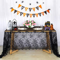 Pardecor Black Embroidered Lace Rectangular Tablecloth 60x120 Inch - Elegant Wedding and Party Decor Variation 001