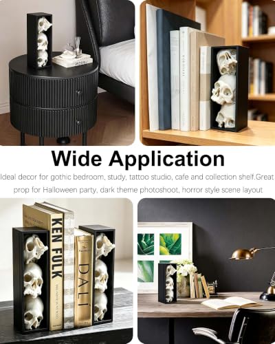 Gothic Triple Skull Bookend - Dark Home Decor for Bookshelf & Shelf Display