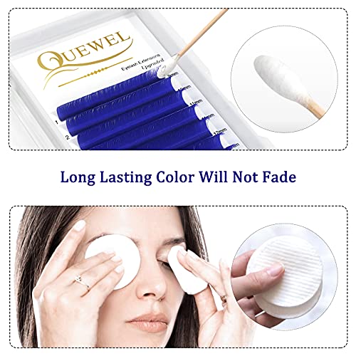 QUEWEL Blue Volume Lash Extensions - Mixed 9-16mm, 0.07D Curl, Self Fanning, Variation of THIS listing