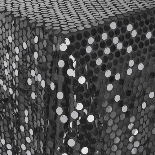 102x50 Inch Black Sequin Tablecloth for Party & Holiday Celebrations