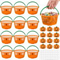 Potchen 12 Pcs Halloween Pumpkin Baskets Bulk Trick or Treat Candy Buckets - Orange & Green