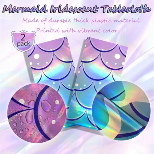 Iridescent Mermaid Party Tablecloths - 2 Pack, 54x108 Inches for Birthday Decor - Variation of THIS listing