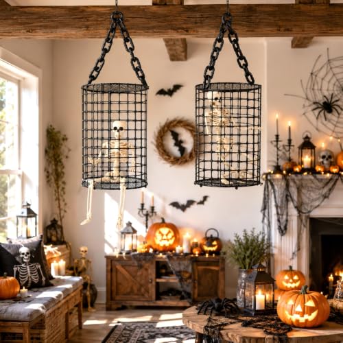 Halloween Skeleton Cage Kit - Outdoor Horror Decorations for Scary Haunted Scenes