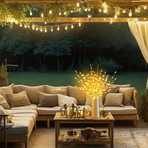 LED Branch Lights Battery Operated 30 Inch 20 Warm White Bulbs - 10 Pack, Flexible Willow Tree Filler