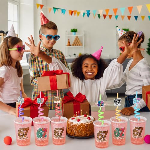 Reusable Party Drinking Straws - 8 Count 67 Meme Themed Bendable Plastic Straws