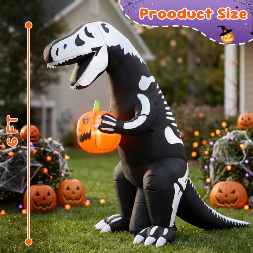 Halloween Dinosaur Pumpkin Inflatable Decoration - 6ft Horror Outdoor Decor - Dinosaur Pumpkin Variation