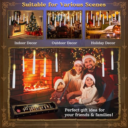 Flameless Floating Candles with Remote & Timer - Halloween & Holiday Decor, 12PCS