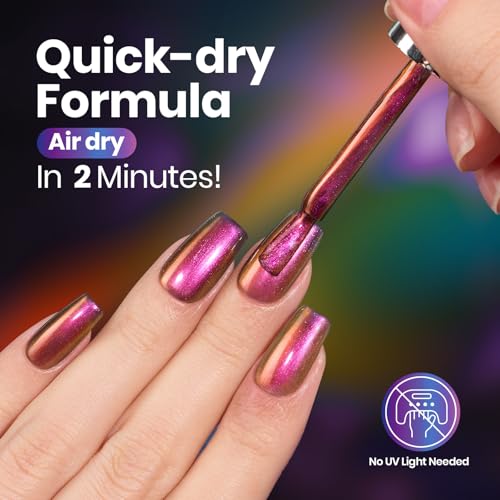 Beetles Chrome Nail Polish - Holographic Ember Chameleon Effect, Fast Dry, Long-Lasting