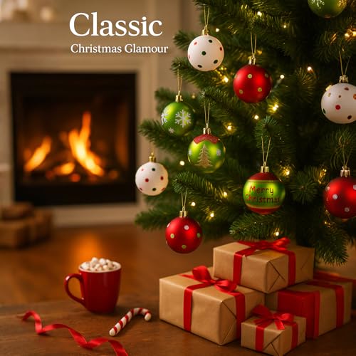46 Pack Christmas Tree Ornaments Set - Shatterproof Holiday Decorations with Star Toppers