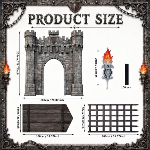 Medieval Castle Party Backdrop Decorations Kit for Halloween & Events - 105 Pieces