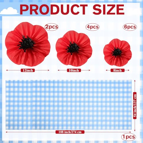 Halloween Party Decor Set with Tablecloth & Artificial Poppy Flowers - Variation 1
