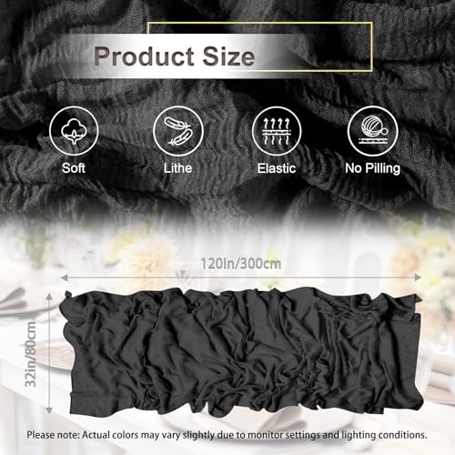 Black 10ft Table Runner Pack of 3 - Rustic Cheesecloth Wedding & Party Decor