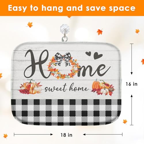 Sanwarm Fall Pumpkin Absorbent Dish Drying Mat - 16 x 18 Inches, Home Sweet Variation