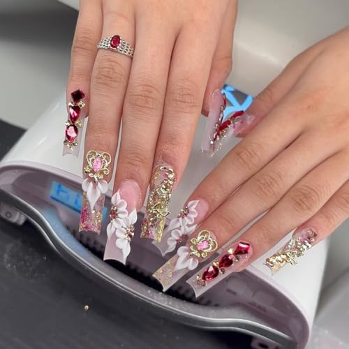 Pizadix 110 Pcs Gold Pink Nail Charms Set - Heart, Cherries, Bows & More, Variation: Gold Pink