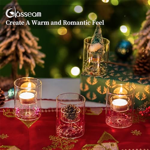 Set of 6 Glass Tealight Candle Holders - Small Hurricane Votive Decor - Variation of THIS listing